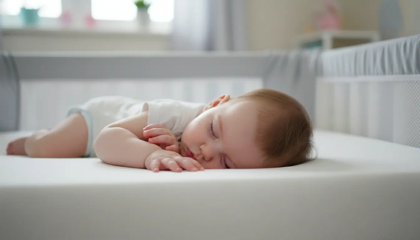 Baby slaapt met gezicht in matras