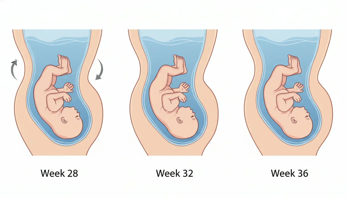 Wanneer draait de baby met het hoofd naar beneden?