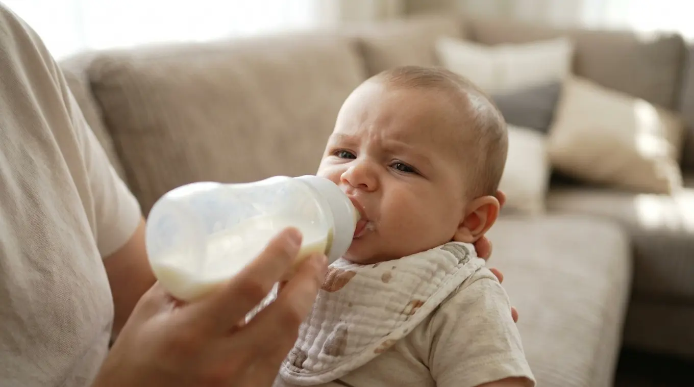 Baby kreunt tijdens voeding